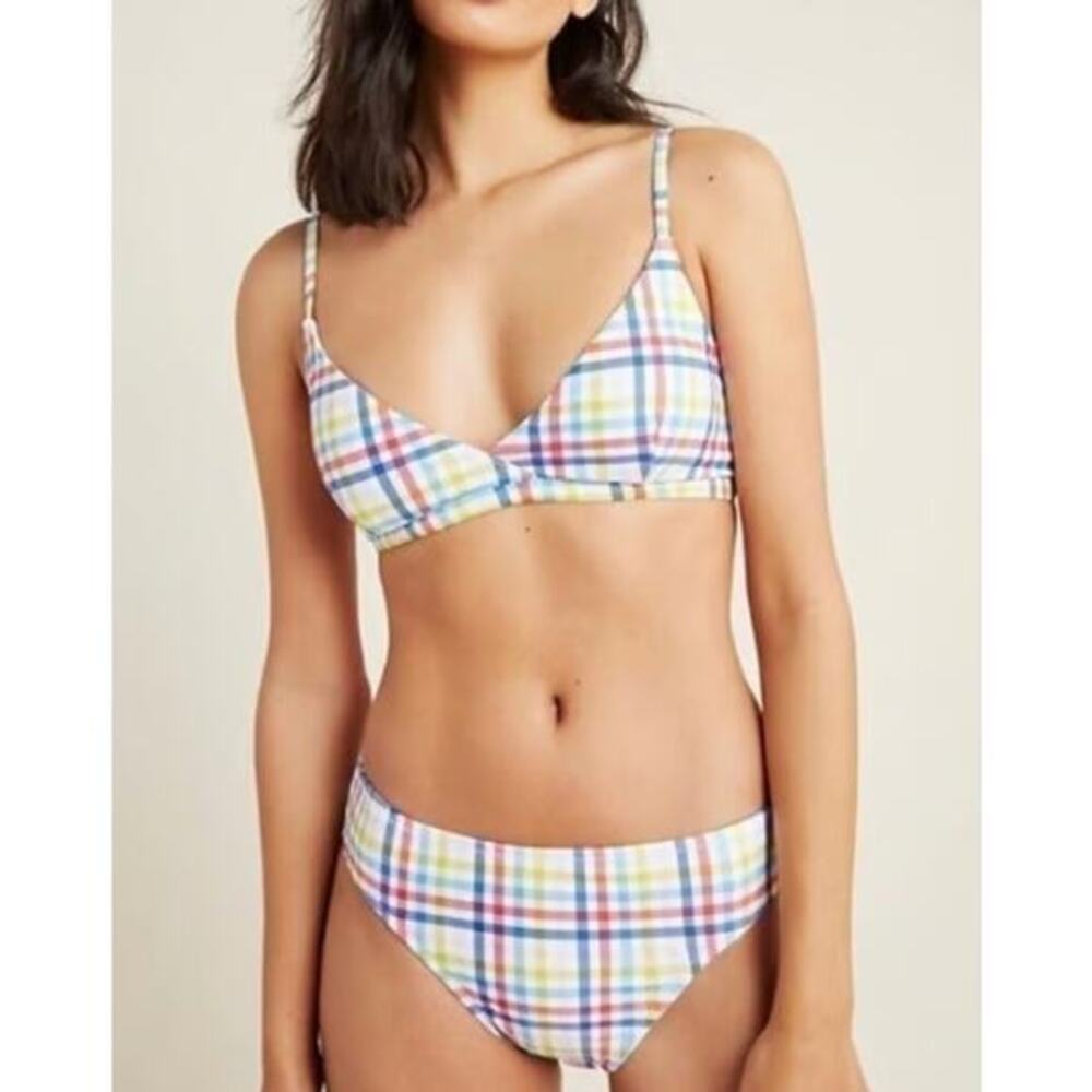 Anthropologie plaid‎ bikini top